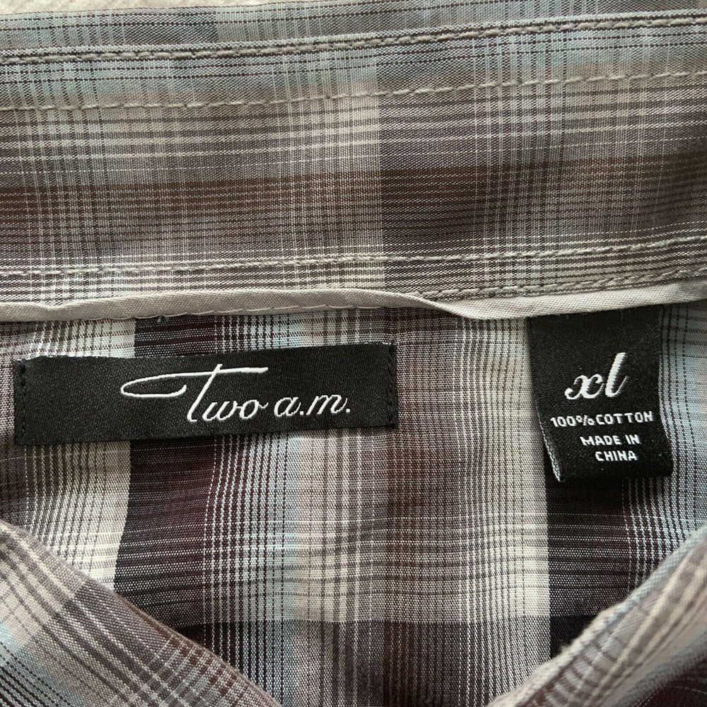 Two a.m. Mens Button Up Plaid Dress Shirt Size XL - Picture 4 of 8